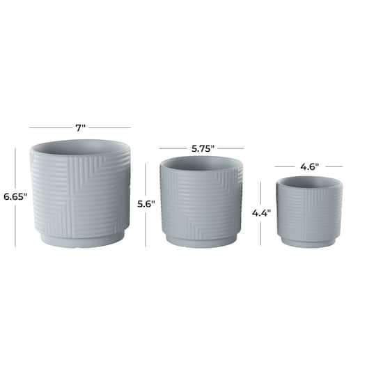 Gray Ceramic Geometric Planter Set